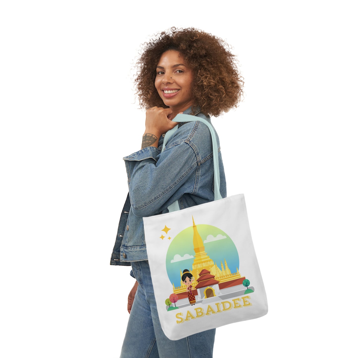 Canvas Tote Bag, 5-Color Straps "Sabaidee"