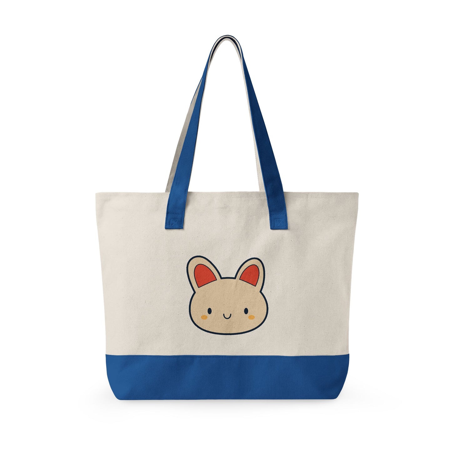 Cute Kawaii Bunny Canvas Tote — Zippered Shopper Bag