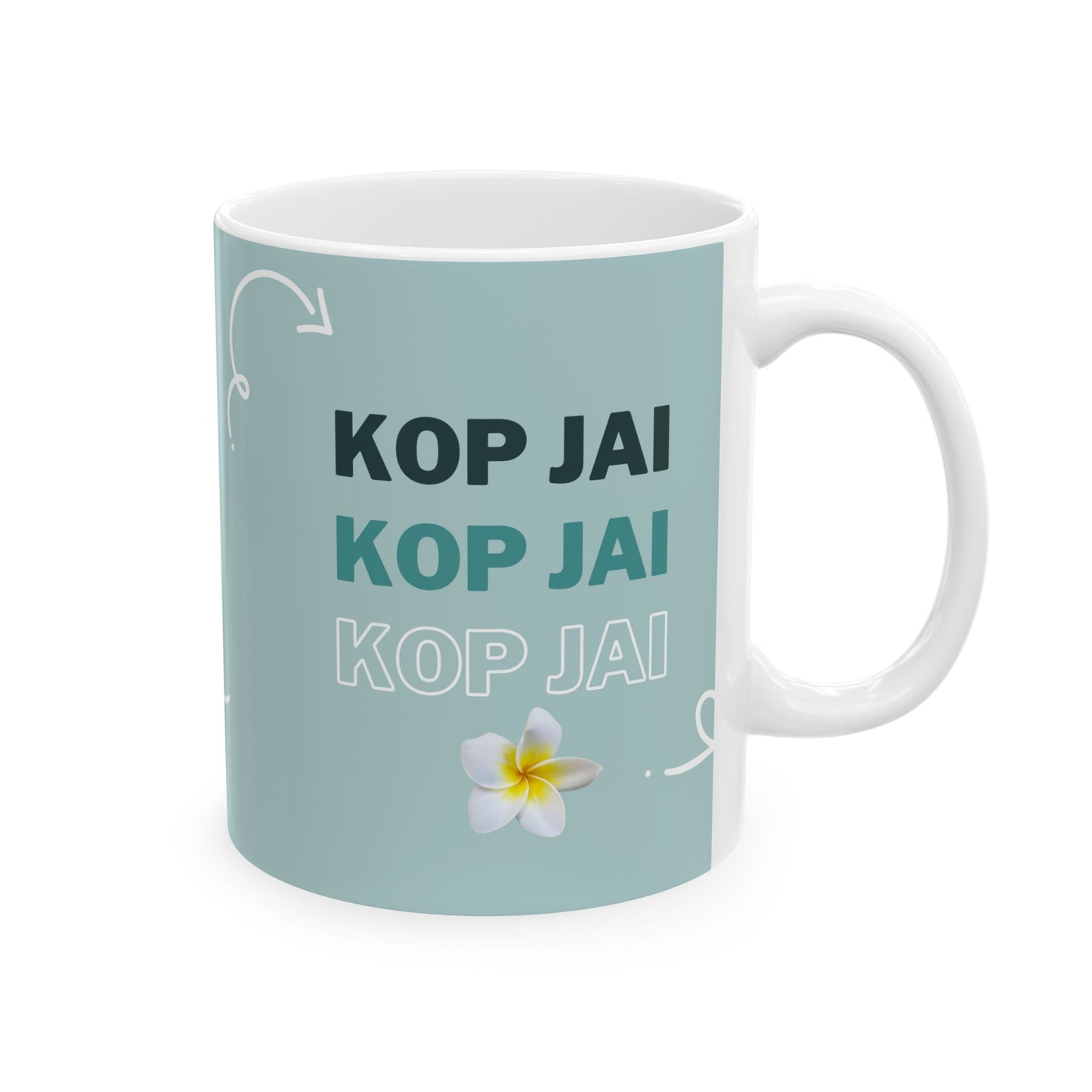 Ceramic Mug, (11oz, 15oz) "Kop Jai"