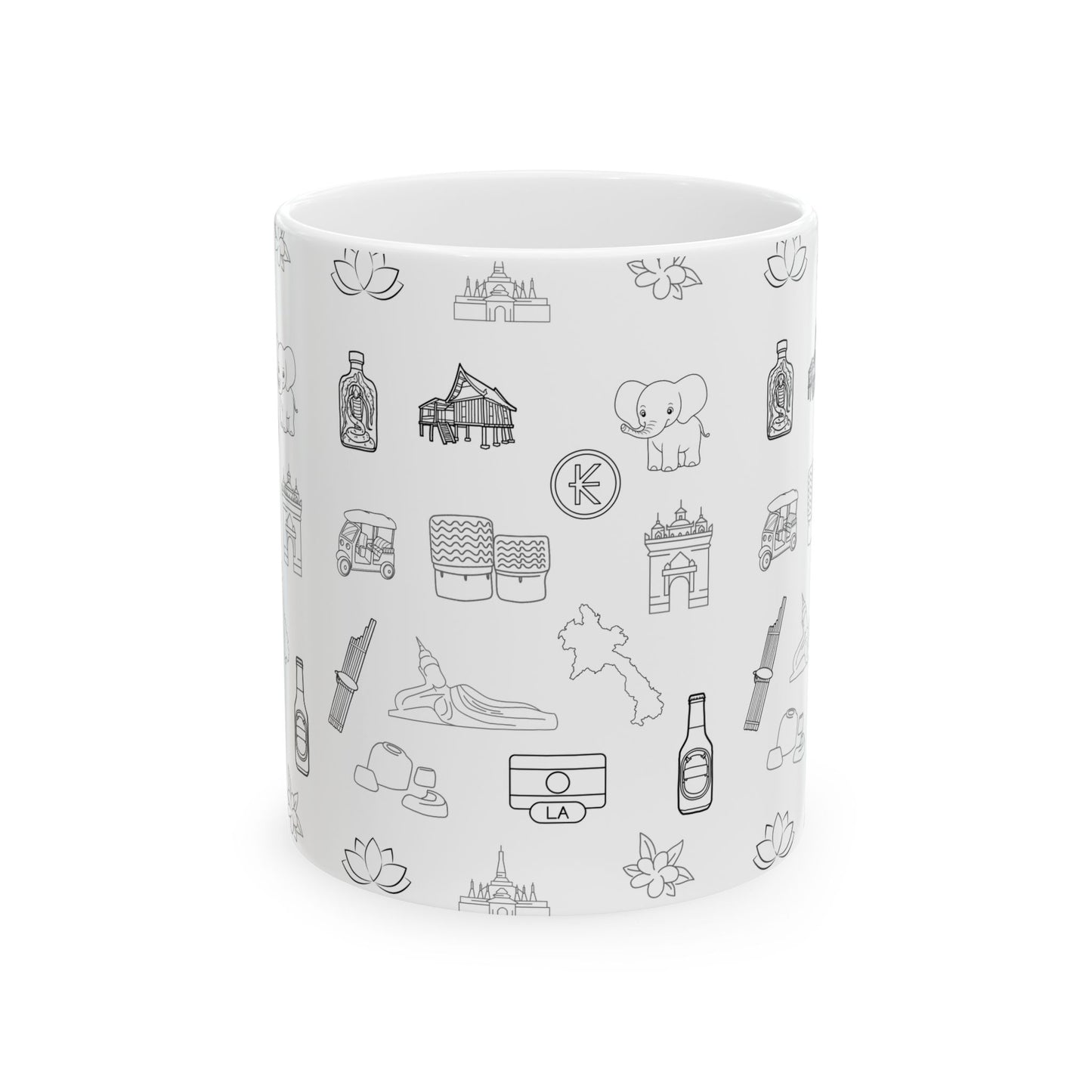 Ceramic Mug, (11oz, 15oz) “Lao Icons”