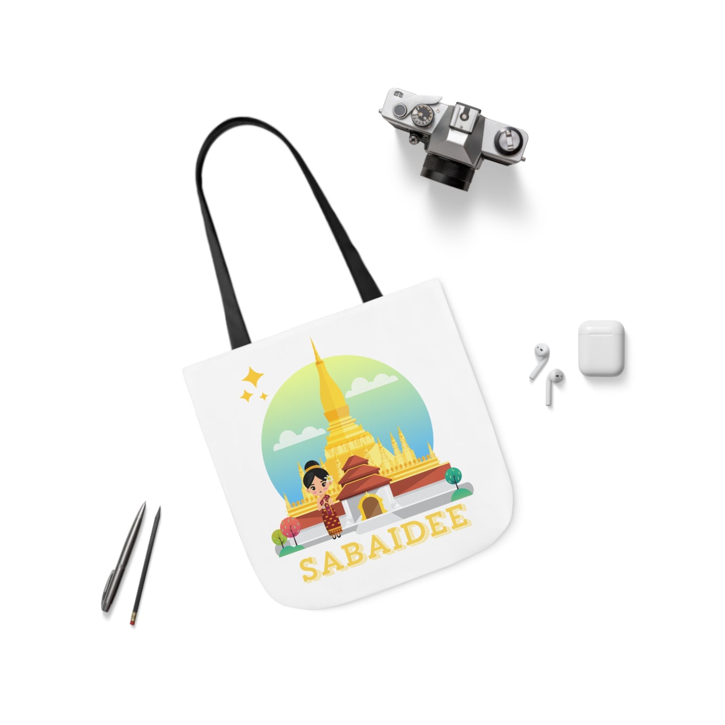 Canvas Tote Bag, 5-Color Straps "Sabaidee"