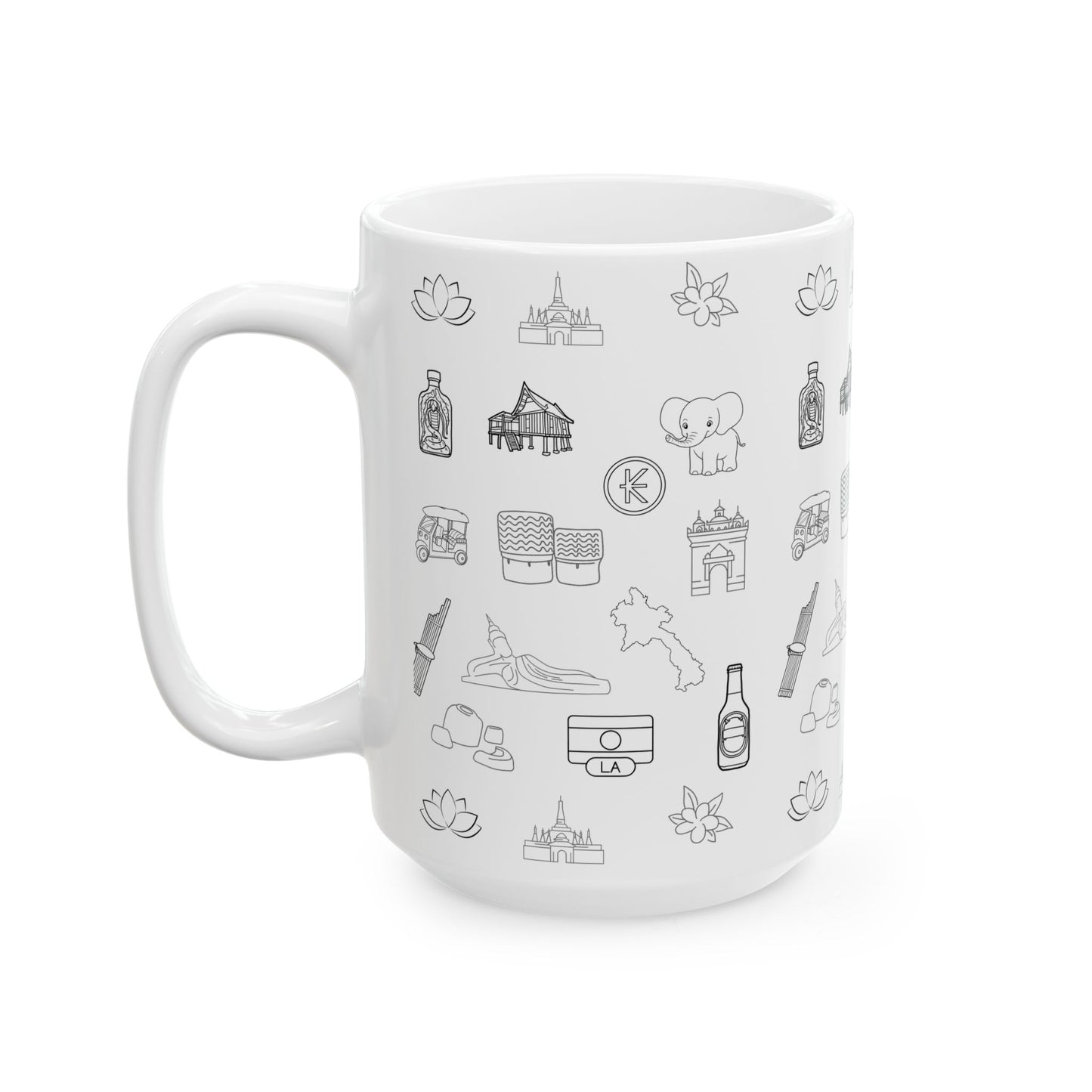 Ceramic Mug, (11oz, 15oz) “Lao Icons”