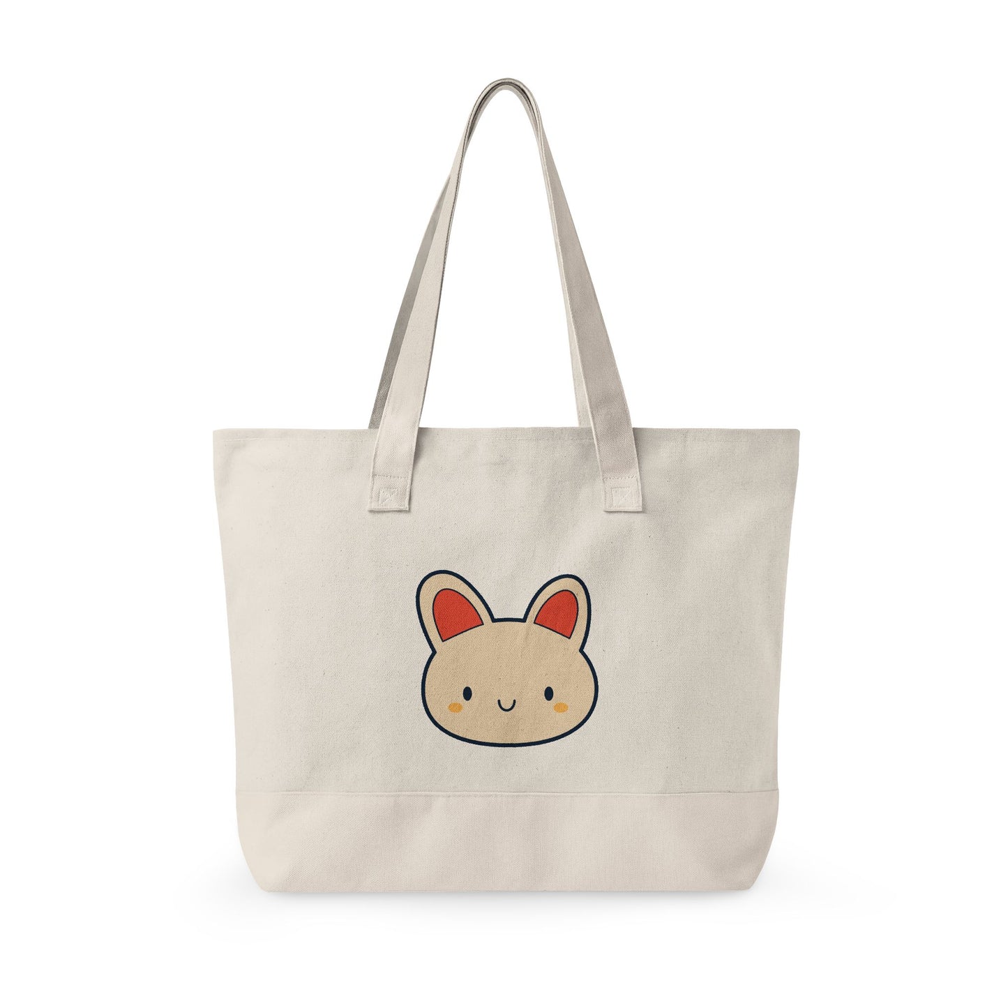 Cute Kawaii Bunny Canvas Tote — Zippered Shopper Bag