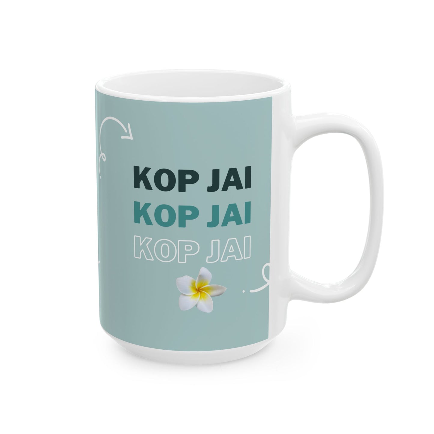 Ceramic Mug, (11oz, 15oz) "Kop Jai"