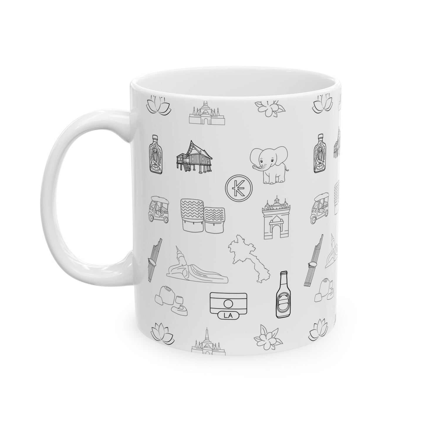 Ceramic Mug, (11oz, 15oz) “Lao Icons”