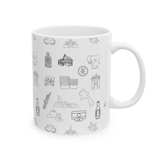 Ceramic Mug, (11oz, 15oz) “Lao Icons”