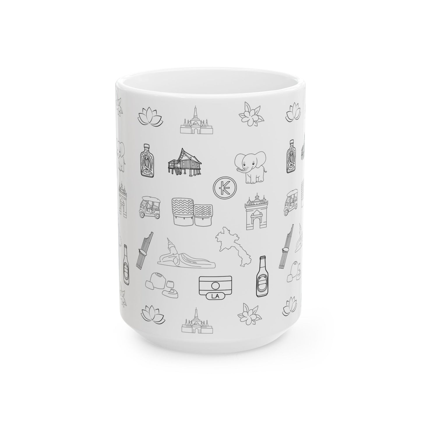 Ceramic Mug, (11oz, 15oz) “Lao Icons”