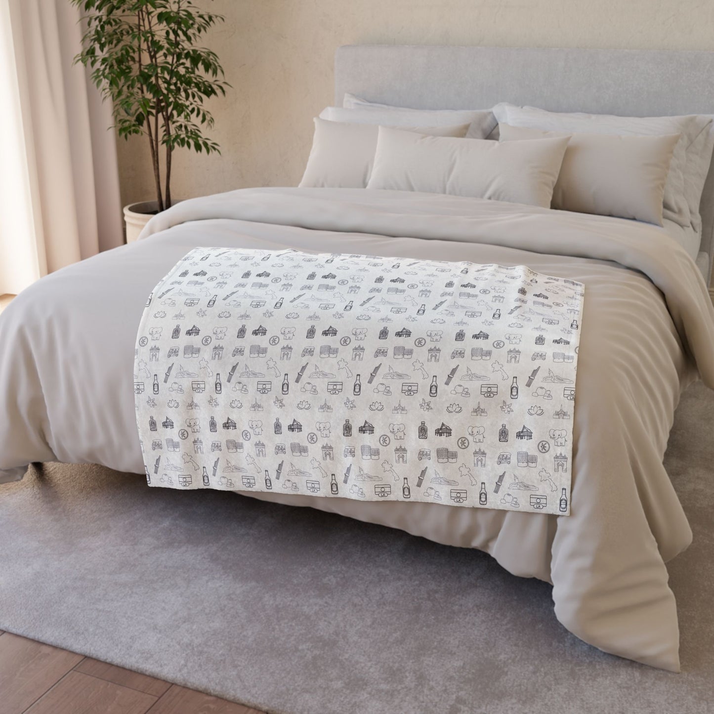 Soft Polyester Blanket "Lao Icons"