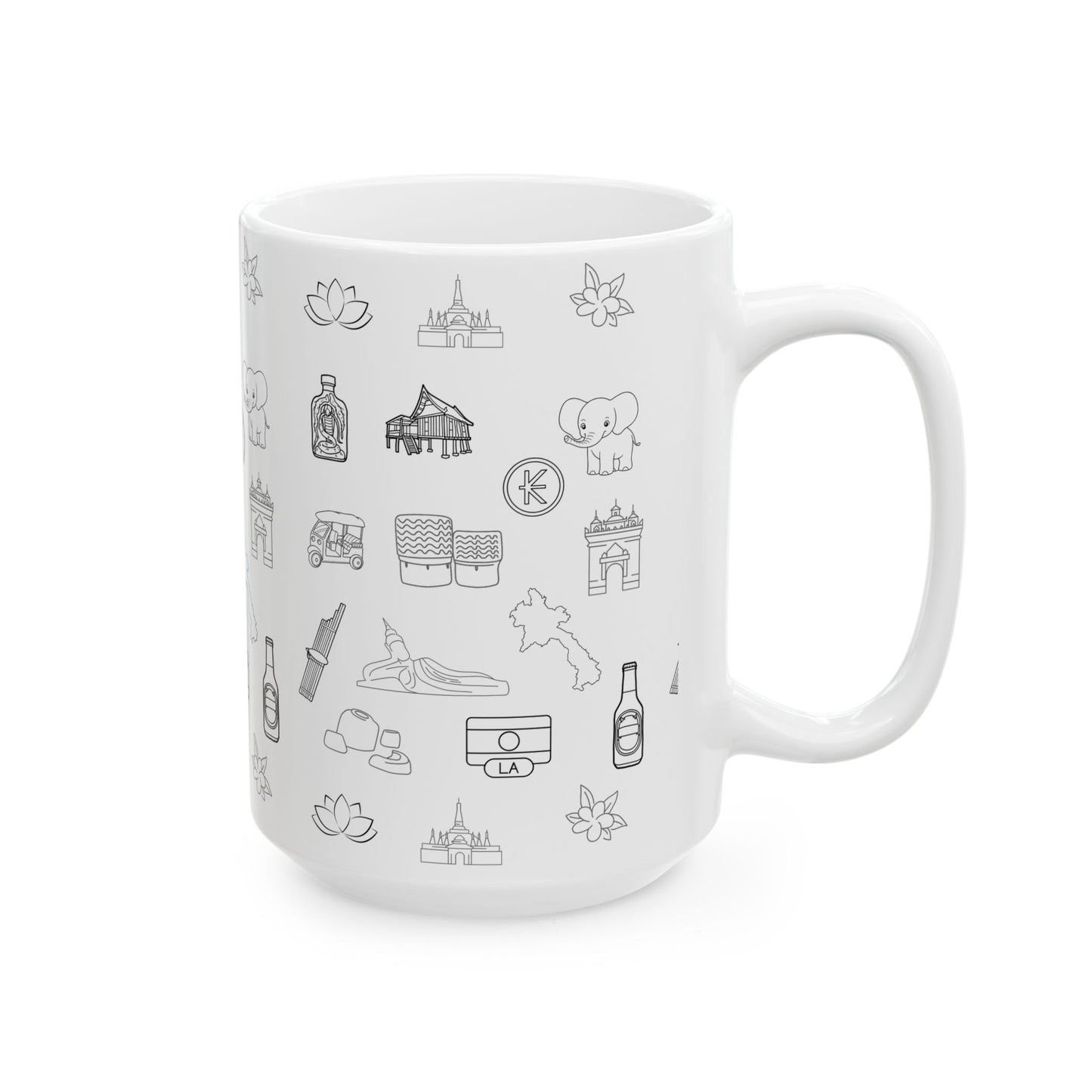 Ceramic Mug, (11oz, 15oz) “Lao Icons”