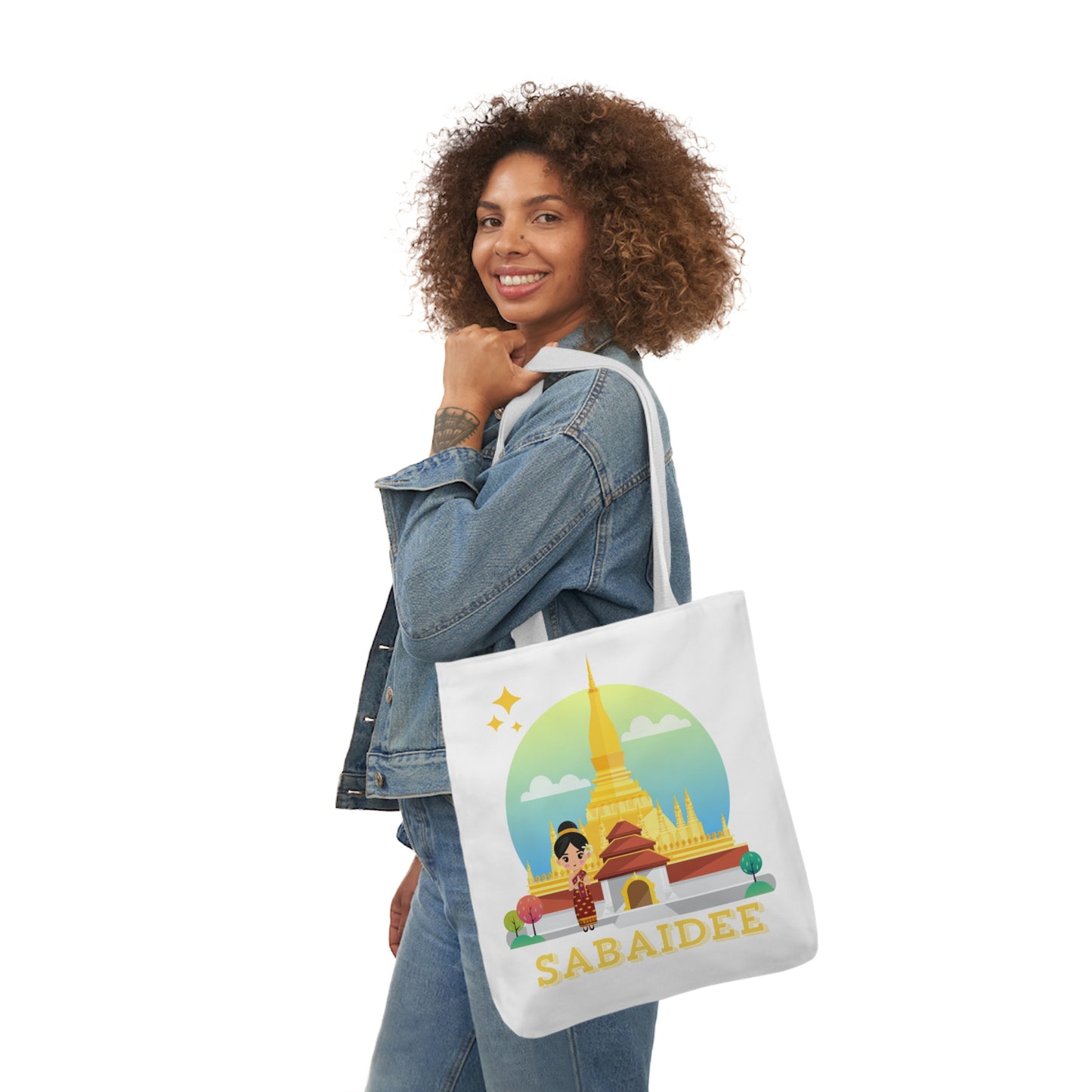 Canvas Tote Bag, 5-Color Straps "Sabaidee"