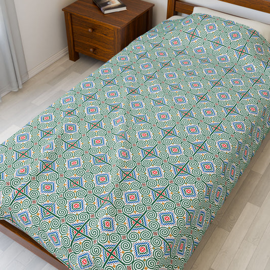 Hmong Pattern Plush Blanket - Cozy Home Decor, Ethnic Throw, Soft Bedding, Decorative Tapestry, Winter Blanket